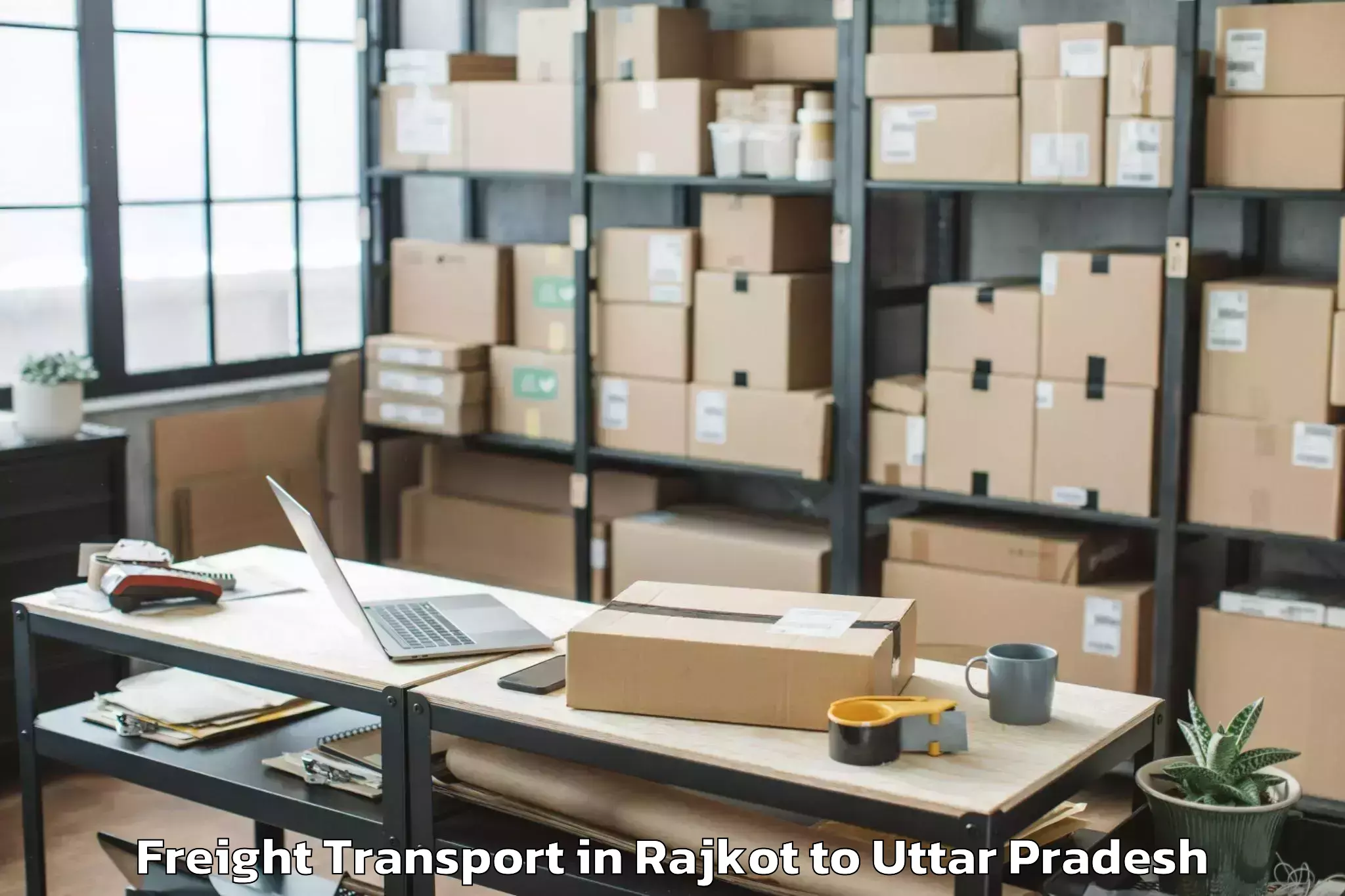 Top Rajkot to Ramkola Freight Transport Available